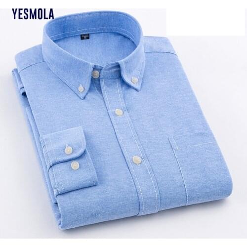YESMOLA Mens Long Sleeve Solid Color Casual Shirt New Spring and Autumn Shirt Stand Collar Blouse Shirt Male Streetwear