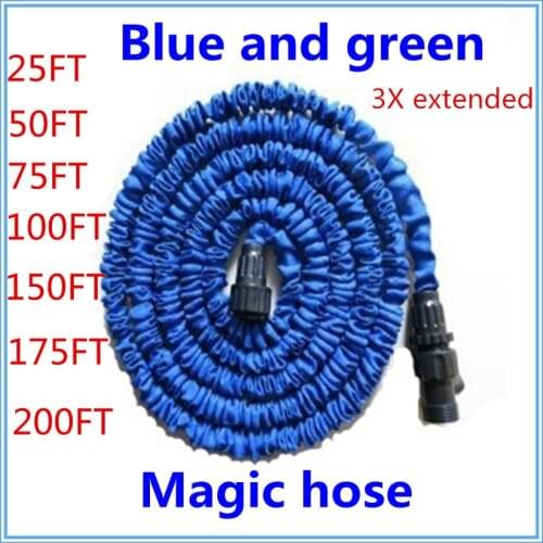 25-200FT Garden hose with expandable water hose blue green Garden Water hose connector EU/US [There is no spray]