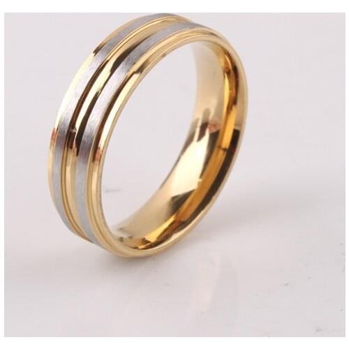 Wide 6mm frosted gold color rings 316L Stainless Steel men women finger ring wholesale lots