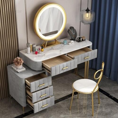 2 Colors Nordic Advanced Dressers Minimalist Modern Bedroom Furniture Dresser Makeup Storage Cabinet Integrated Dressing Table