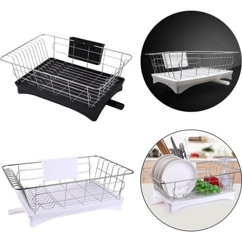 Dish Drying Rack, Dish Rack Drainer Set with Drain Board Tray, Utensil Holder Kitchen Counter Top Dish Rack Wire Holder