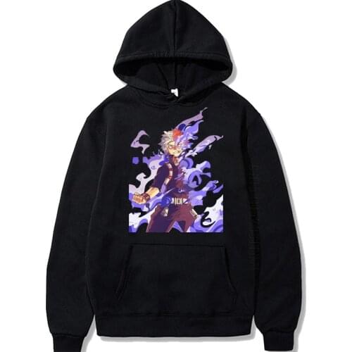 Japanese Hot Anime My Hero Academia Todoroki Shoto Print Hoodies Harajuku Oversized Itself Sweatshirt Men Daily Casual Pullover