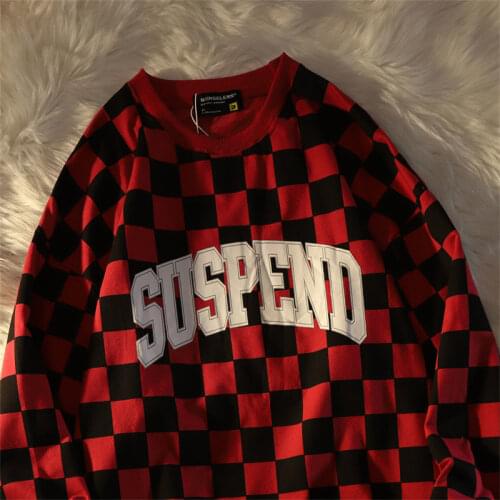 Punk Gothic Green Plaid Letter Printing Sweatshirt 2021 Winter O-neck Long Sleeve Tops Teens Clothes Harajuku Designer Fashion