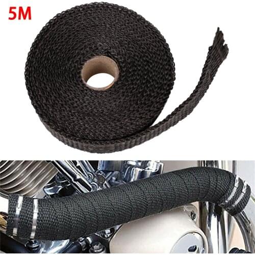 5M Roll Fiberglass Heat Shield Motorcycle Exhaust Header Pipe Heat Wrap Tape Thermal Protection Exhaust Pipe Insulation Tape