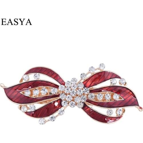 EASYA Unique Design Enamel Ribbon Hair Clip Pin Women Girls Fashion Metal White Crystal Barrettes Hairgrips Hair Accessories