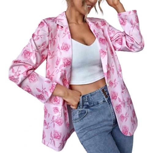 2021 New Autumn Women Blazer Suit Turn-down Collar Colorful Floral Printed Cardigan Winter Long Sleeve Female Blazer Lady Jacket