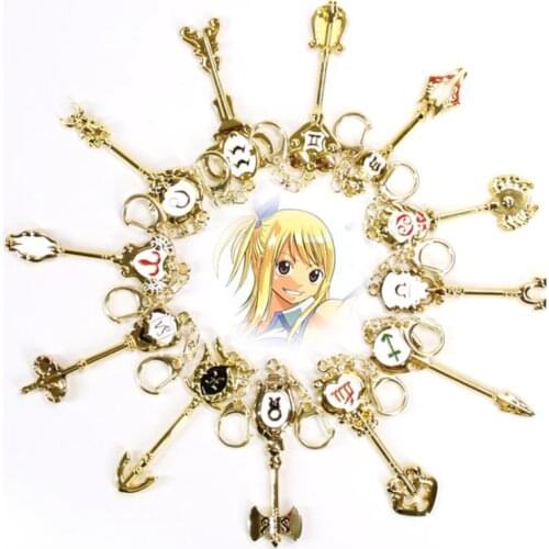 1/1 Cartoon Anime Fairy Tail Zodiac Star Spirit Magician Summons Key Twelve Constellation Keychain Cosplay Gift