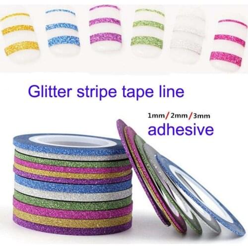 1mm/2mm/3mm 6Colors 3D Nail Sticker Line Stripe Adhesive Ultra Glitter Frosted Stripe Line Tape Sticker Nail Art Decal Scrapbook