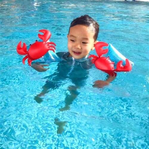 1 pair Child Swimming Arm ring band Wing Kids baby Flamingo Crab Inflatable Summer Learn swim Float bathing Water toy pool tube