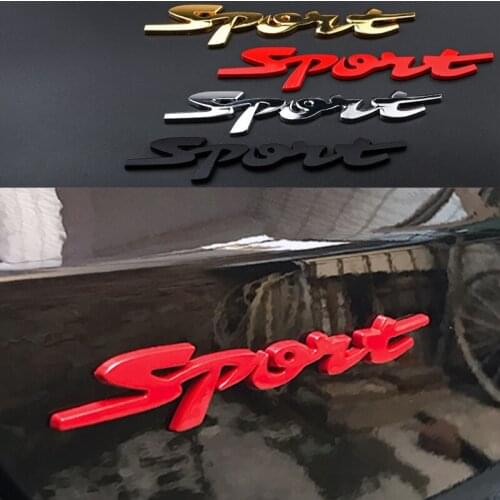 1Pcs 3D Metal Sport Chrome Emblem Car Badge Sticker Front Door Side Tail Trunk Sticker Automobiles Auto Styling Accessories