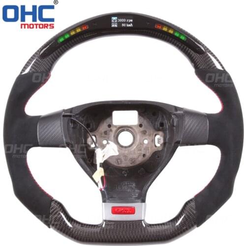 100% Real Carbon Fiber LED Display Steering Wheel compatible for Volkswa-gen Golf Po-lo MK5 GTI-MK5 MKV