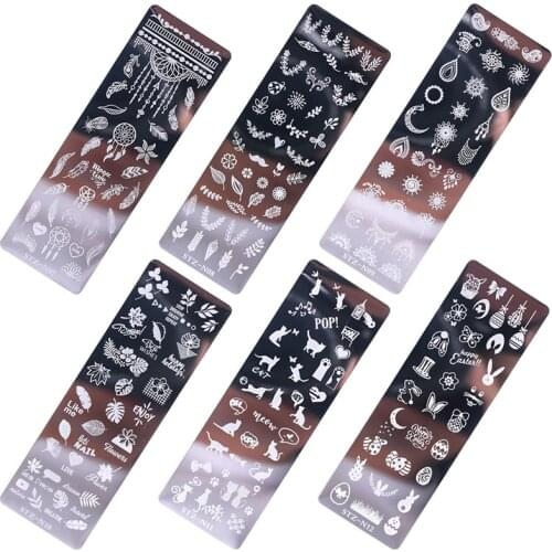 12Style Nail Art Stamp Template 12x4cm Stainless Steel Nail Template Manicure Stencil Tools Nail Art Stamp Stamping Image Plate