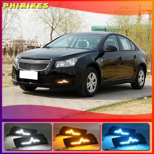 2PCS LED for chevrolet cruze 2009 2010 2011 2012 2013 2014 DRL Daytime Running Light Daylight with turn signal lamp