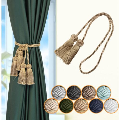 2Pcs Curtain Tiebacks With 2 Head Tassels Curtain Clips Rope Tie Backs holdbacks Home Accessories Decorative
