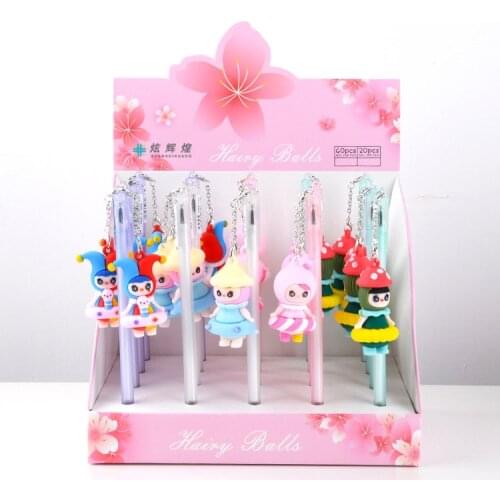 20 pcs/lot Kawaii Doll Pendant Gel Pen Cute 0.5mm Black ink Signature Pens Promotional Gift Stationery School Supplies