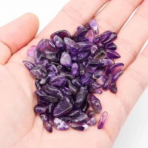 200g Natural Polished Amethyst raw Healing Rough Tumble Stone Crystal Gravel 7mm-9mm for Decoration