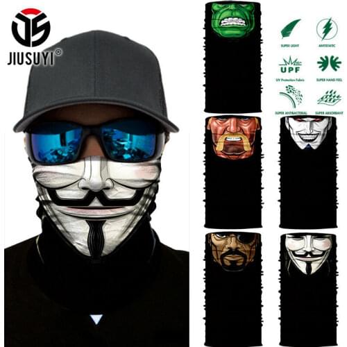3D Skull Face Mask Cover Bandana V for Vendetta Neck Gaiter Seamless Magic Scarf Tube Snood Neckerchief Headband Men Women