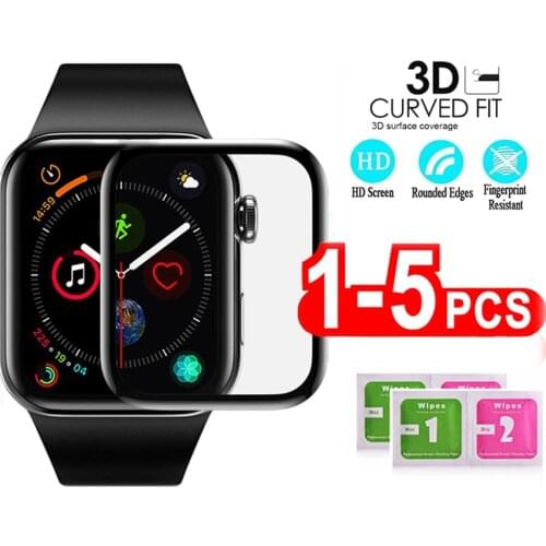 3D Full Cover Screen Protector For Apple Watch 5 4 3 40MM 44MM Not Tempered Soft Glass Film For iwatch 5 Smart Watch accessories