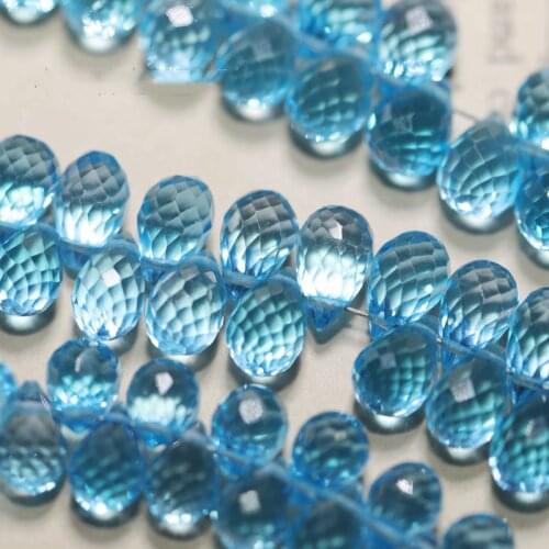 40pieces blue topaz drop faceted 5-8mm for DIY jewelry making loose beads FPPJ wholesale beads nature gemstone