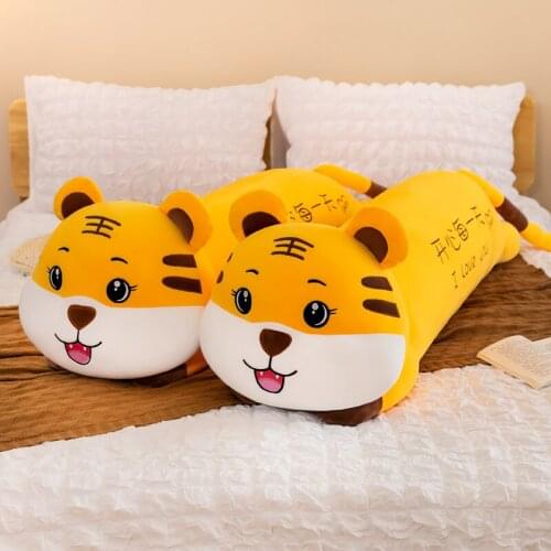 80-120cm cute lying tiger pillow doll plush toy tiger mascot bed sleeping hug doll cute doll