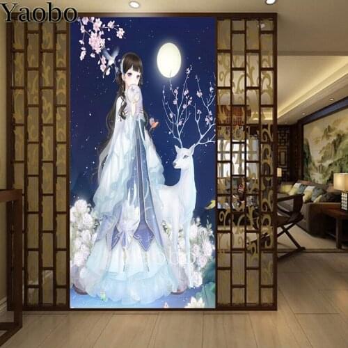 Diy diamond embroidery sale Cartoon girl princess and deer Diamond Painting full square drill Cross Stitch Drawing Mosaic Kit