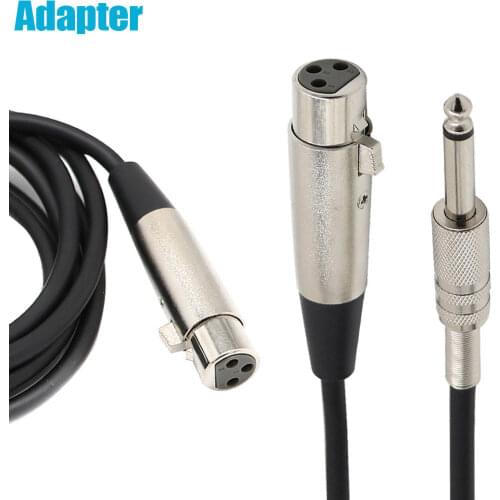 3 Pin XLR Female to 1/4" 6.35mm Mono Male Plug Audio Cable Microphone Mic Adapter without Cable