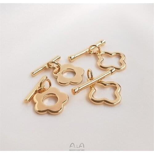 Diy accessories 14K Gold Filled buckle four leaf clover plum OT buckle bracelet buckle necklace buckle jewelry materials