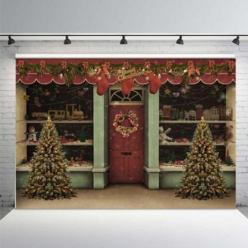 MEHOFOTO Photography Backdrops Christmas Tree Stairs Wooden Floor Fireplace Portrait Vinyl Photographic Backgrounds Photo Studio