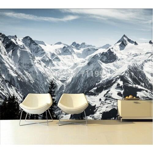 Custom 3D Wallcoverings mural,Alps Snow mountain landscape for living room bedroom TV sofa KTV bars backdrop wallpaper