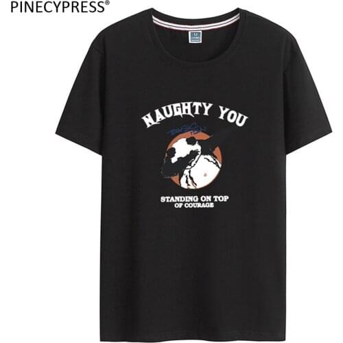 Quality 95% Cotton 5% Spandex Asian Size Short Sleeve Men T Shirt Fashion Panda Printed Navy Blue Summer O-neck Man T-shirt