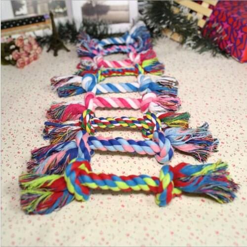 1 pcs Pets dogs pet supplies Pet Dog Puppy Cotton Chew Knot Toy Durable Braided Bone Rope 15CM Funny Tool (Random Color )