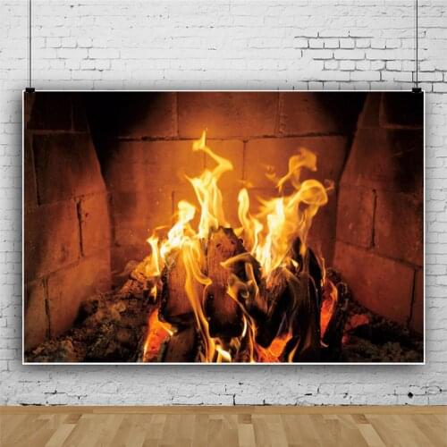 Fireplace Burning Firewood Studio Photography Photo Props Backdrop Decoration Christmas Photography Winter Backdrop Photocall