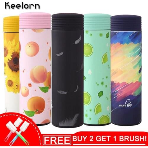 Keelorn 460ML 304 Stainless Steel Vacuum Flasks Thermoses Straight Cup Eco-Friendly Creative business style Vacuum Cups