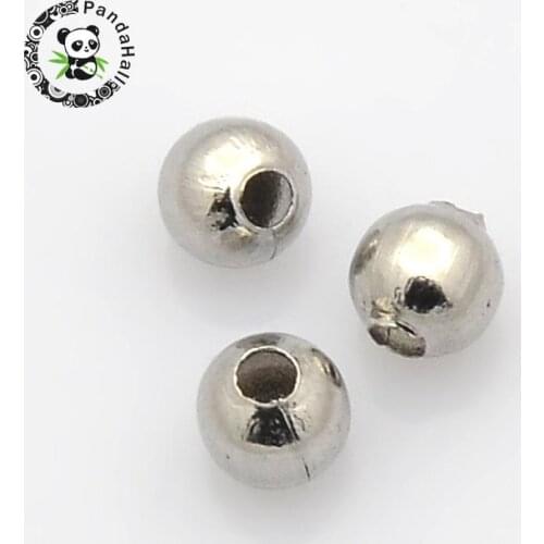 Round 316 Stainless Steel Spacer Beads, Stainless Steel Color, 4mm, Hole: 1mm
