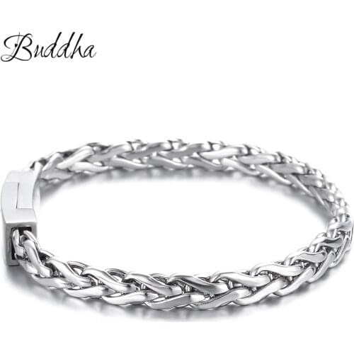 Charms Accessory Women Bangle Brazalet High Quality Stainless Steel Mens Buddha Bracelets Jewelry Wristbands Band ZTB423-1