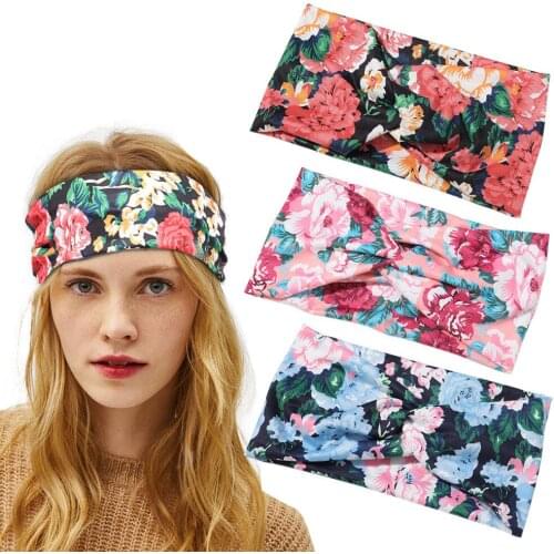 2021 Fashion Printed Sports Yoga Fitness Sweat-absorbent Face Wash Headband Stretch Fabric Women Girl Hair Accessories Headwear