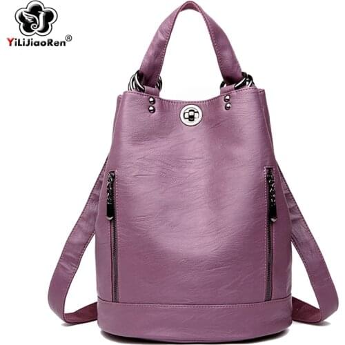Fashion Anti Theft Backpack Female Leather Backpack Purse Large Capacity Ladies Backpack Travel Luxury Shoulder Bags For Women