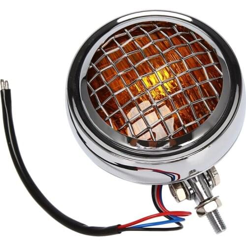 Motorcycle Retro Headlight with Grill Head light lamp Vintage Headlight for Honda Bobber Chopper Touring