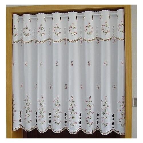 Wearing the window curtain pastoral embroidery cloth curtain products Korean kitchen coffee curtain