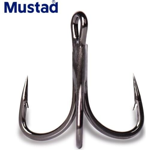 Mustad Fishing Hooks TG77NP-BN Treble Hook High Carbon Steel Barbed Jawlock 3X Strong Lure Ocean Fishing Anchor Tackle Pesca