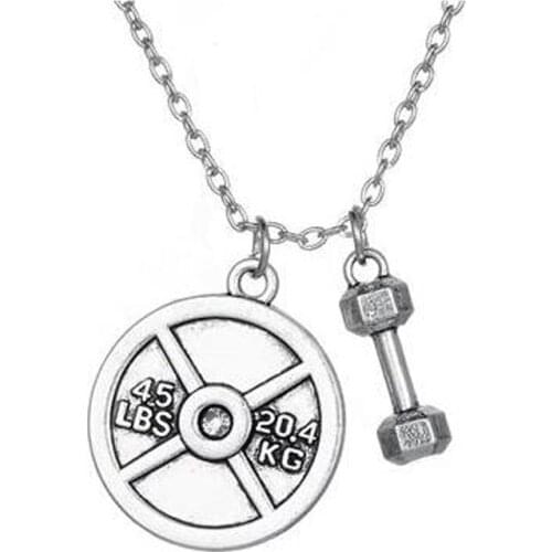 Fitness Exercise necklace men Dumbbell Kettlebell Me & Me Bodybuilding Gym Jewelry Necklace for Men Best Friend Gift