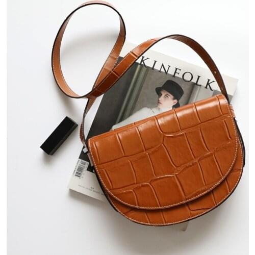OUSSON 2021New Design LeatherSemicircle Bag Exquisite Female Retro Underarm Bag One Shoulder Bag