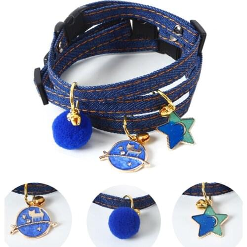 Cat Collars Safety Breakaway with Bell Adjustable Kitten Collars with Star Pendant Soft Strong Nylon Strip for Cats Pets Kitty