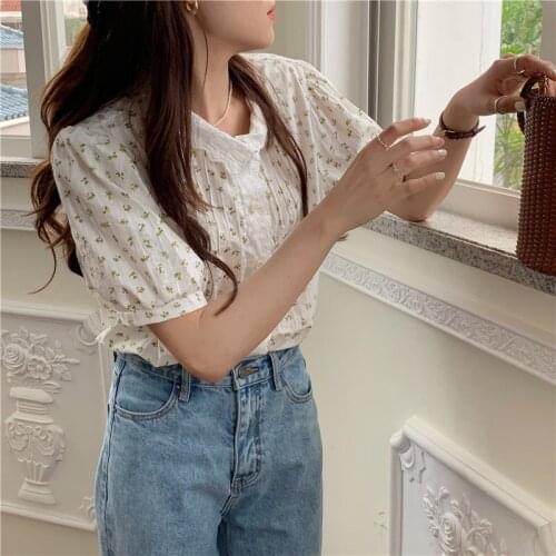 2021 Spring Shirt Female Women Blouse Summer Women Blouses Maxi Blusas Casual Elegant Vintage Short Sleeve Cotton Oversize Loose
