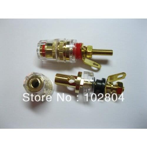 Audio Speaker Cable Binding Post Connector Gold Plated Screw Type 43mm 2 colors Red & Black 120pcs per lot