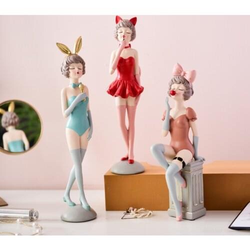 Modern Luxurious Girl Resin Art Statue Gift Fashion Sculpture Ornaments Home Decoration Figurines Christmas Valentine Gift M16
