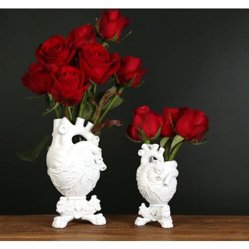 Heart-shaped Resin Vase Art Anatomical Human Heart Vase Home Decoration Vases Desktop Ornaments Pot Plant Holder