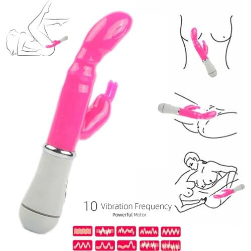 G Spot Vibrator For Women 10 Speeds Rabbit Dual Vibration Silicone Waterproof Female Vagina Clitoris Massager Sex Toy For Women