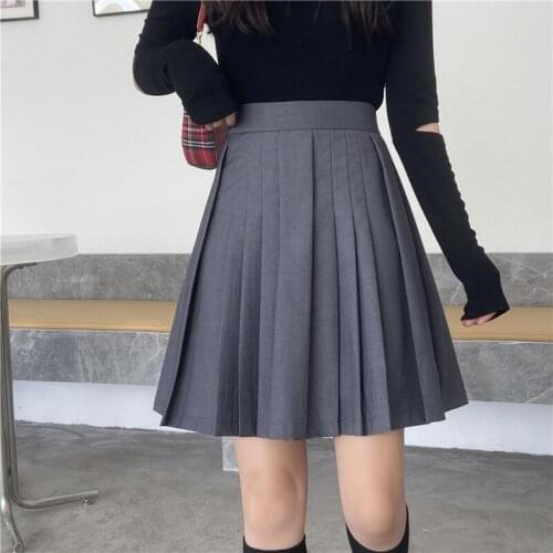 Ruibbit Japanese School Uniform Women Skirts Harajuku Gothic Black Gry Pleated Skirt Punk High Waist Plus Size 4XL