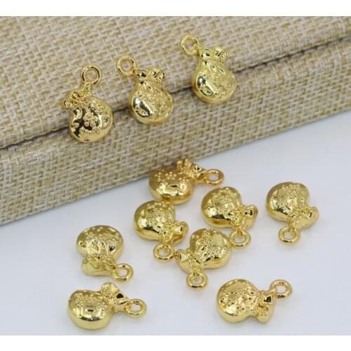 Factory outlets little pendant accessories 5pcs gold-color money bag shape 10*11mm spacers beads findings B2557